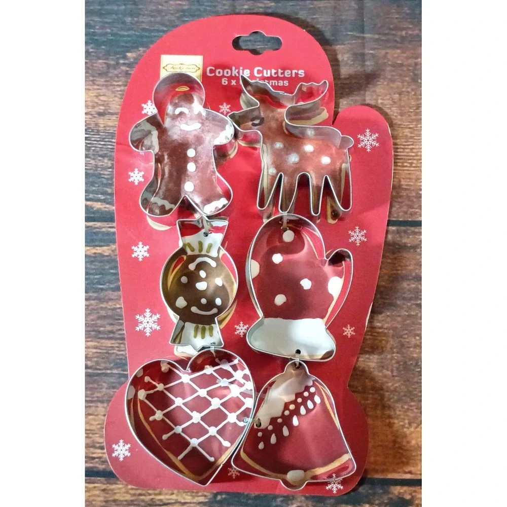 Kuki-fun‎ Christmas Cookie Cutters Set of 6 Stainless Steel Holiday Shapes New